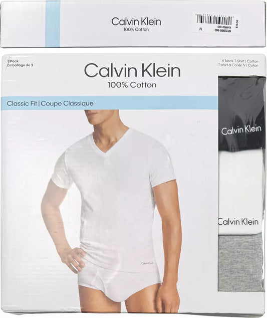 Calvin Klein 3- Pack Cotton V- Neck T-shirt Small