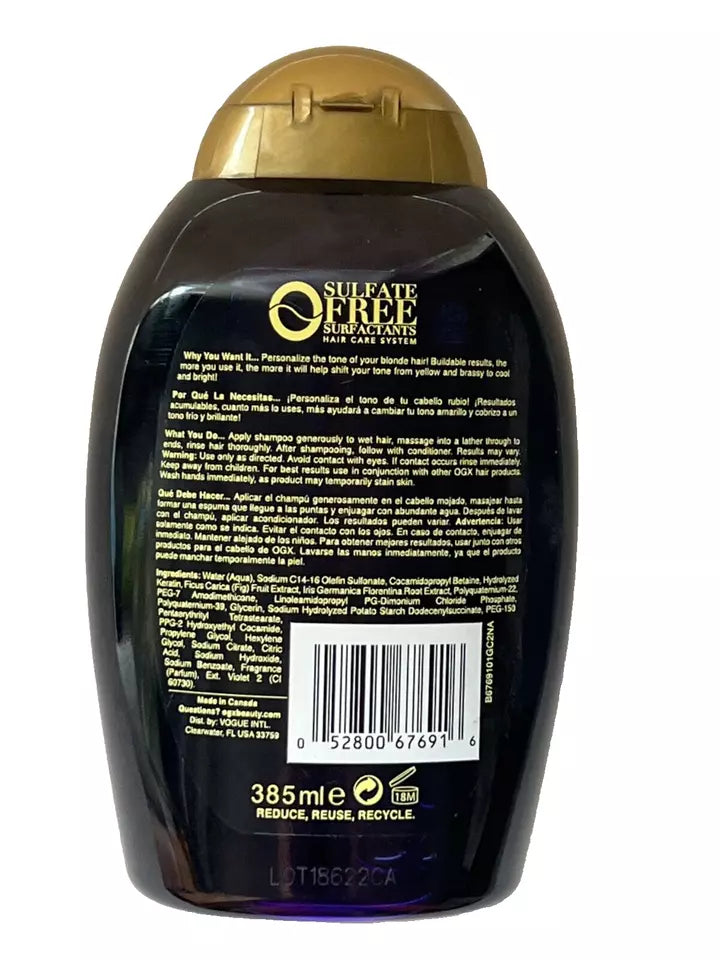 OGX BLONDE ENHANCE PURPLE TONING SHAMPOO 13oz