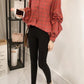 Womens Loose Fit Button Front Bell Sleeves Plaid Shirt