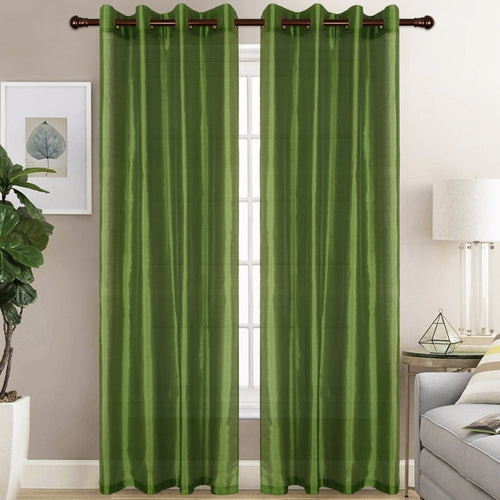 Christina - Faux Silk Semi Sheer Panel - Set of Two - Assorted Colors