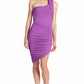 Harper Dress - Asymmetric ribbed dress with ruching and one shoulder