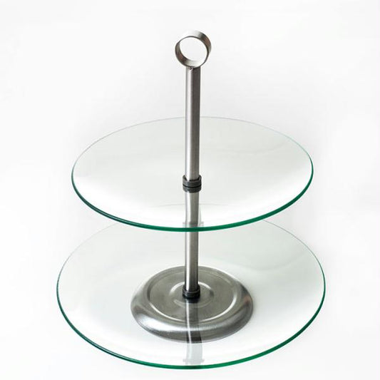 Two Tier Round Glass Buffet and Dessert Stand
