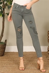 ASH GREY RIPPED SKINNY PANTS M