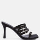 Times Up Diamante Buckle Mid Heel Sandals