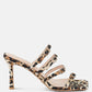 Times Up Diamante Buckle Mid Heel Sandals