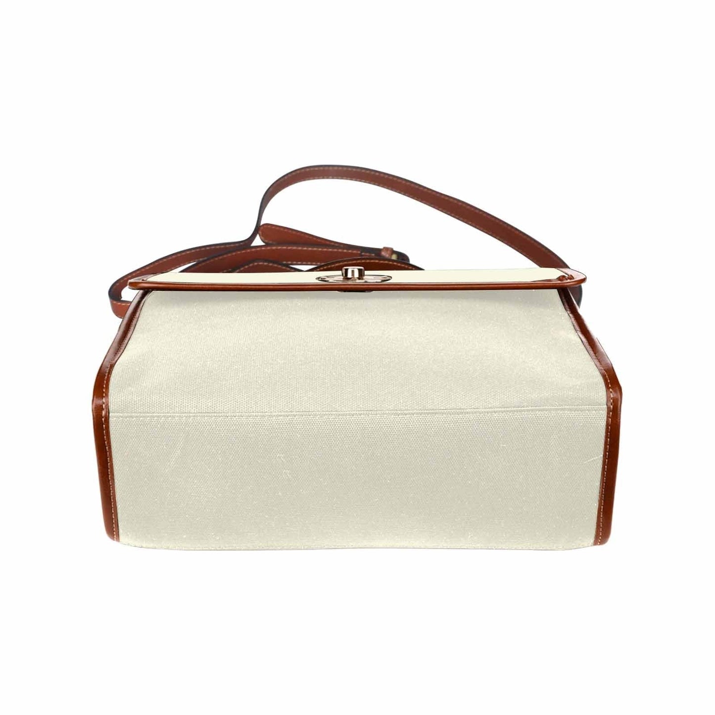 Canvas Handbag - Beige Waterproof Bag / Brown Crossbody Strap - Walbiz.com