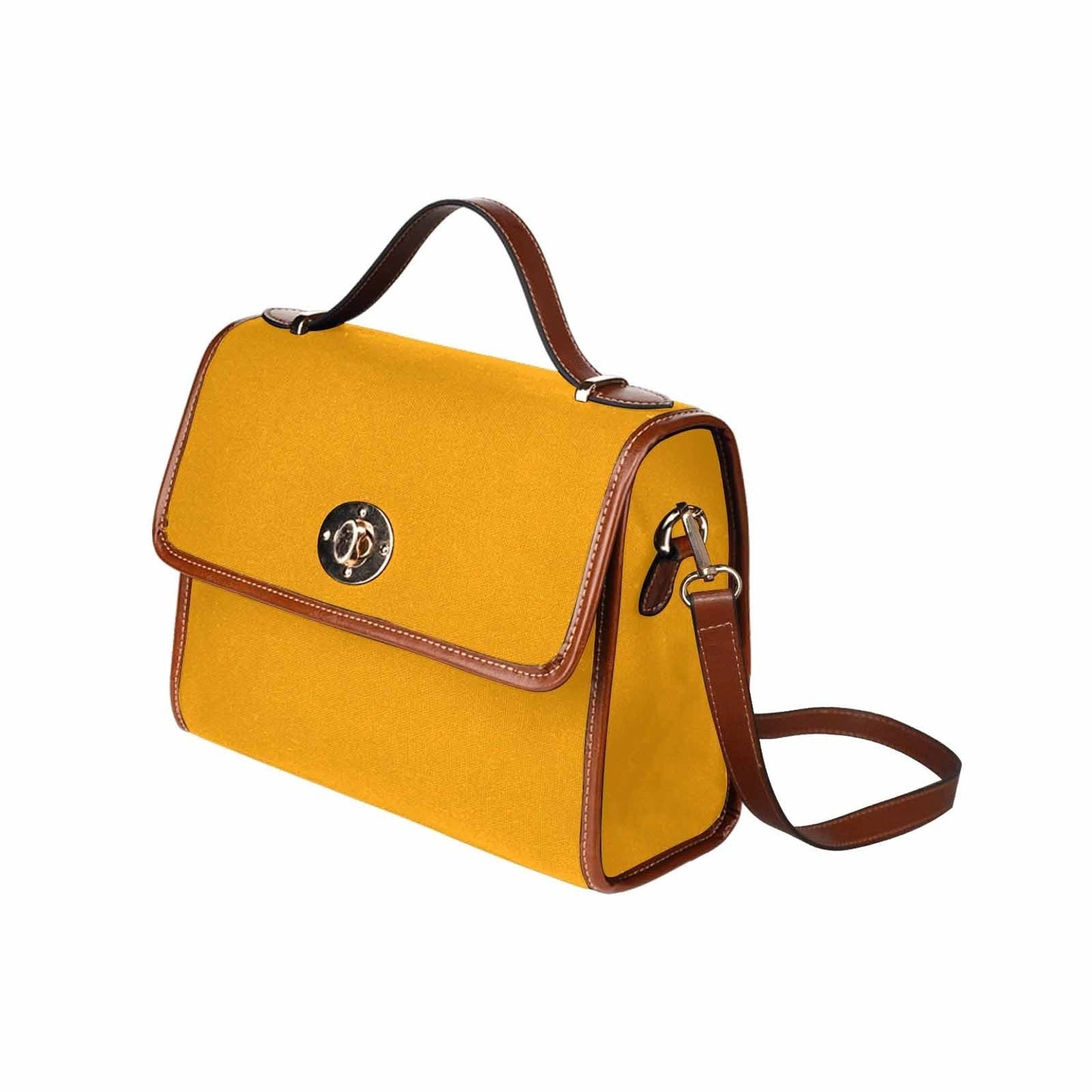 Canvas Handbag - Bright Orange Bag / Brown Crossbody Strap - Walbiz.com