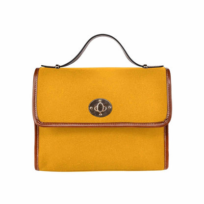 Canvas Handbag - Bright Orange Bag / Brown Crossbody Strap - Walbiz.com