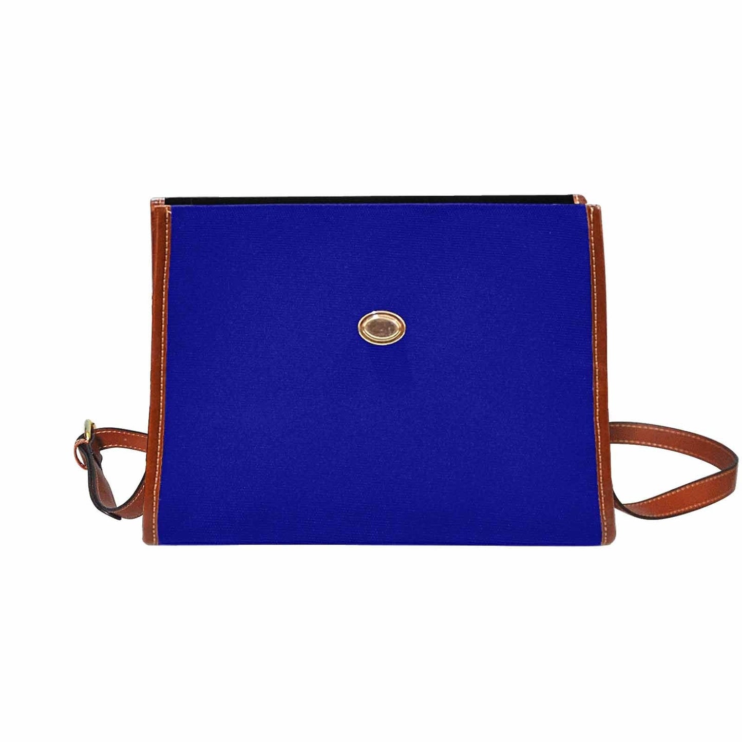 Canvas Handbag - Dark Blue Waterproof Bag /brown Crossbody Strap - Walbiz.com