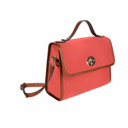Canvas Handbag - Red Orange Waterproof Bag /brown Crossbody Strap - Walbiz.com