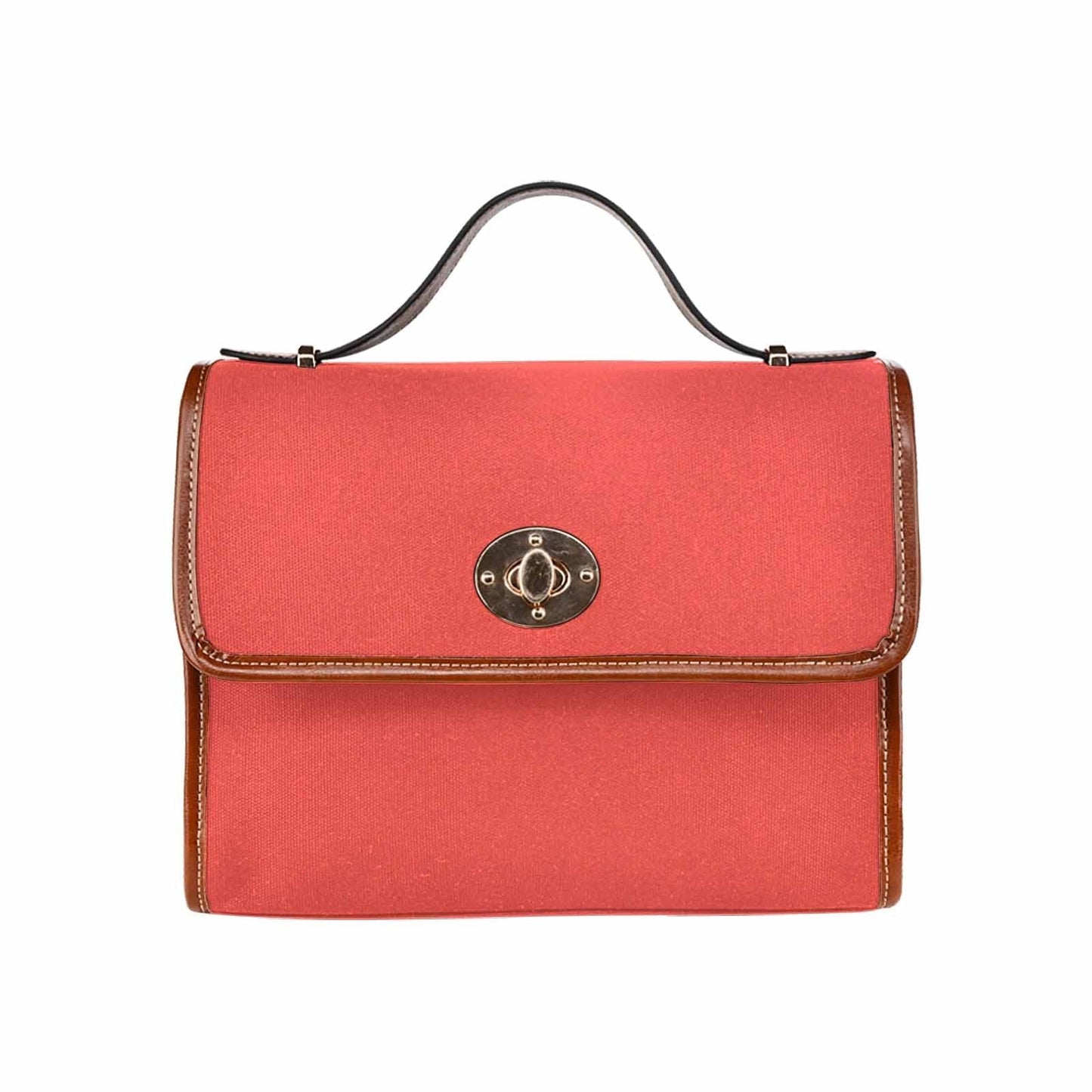 Canvas Handbag - Red Orange Waterproof Bag /brown Crossbody Strap - Walbiz.com