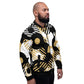 Bomber Jacket for Men - Black Multicolor Retro Geometric Pattern