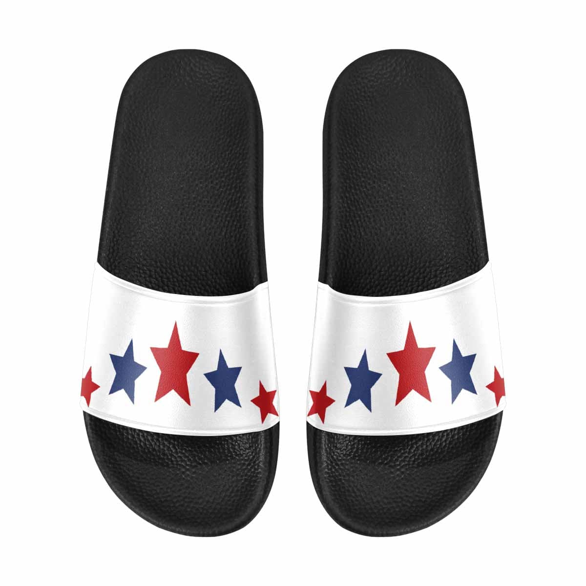 Womens Slide Sandals - Red and Blue Stars Print