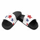 Womens Slide Sandals - Red and Blue Stars Print