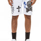 Bejewelled Chrome Skull Shorts EMS4107