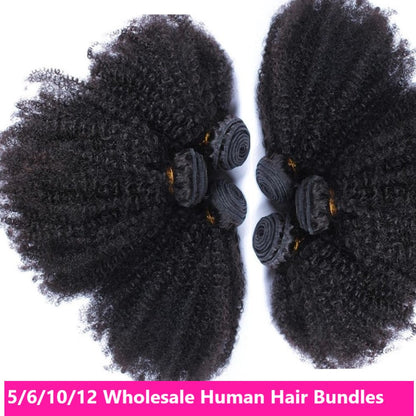 Wholesale 5/6/10/12 Bundles Afro Kinky Curly 10A Grade Human Hair Bund - Walbiz.com