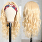 Body Wave #1B/613 Headband Human Hair Wigs For Black Women Blonde Scar