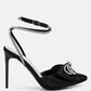 Winged High Heel Rhinestone Embellished Sandals