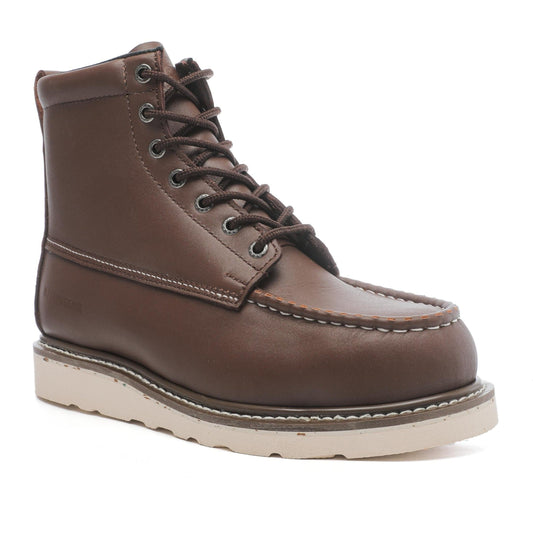 ROCKROOSTER Trinidad Men's 6 inch Dark Brown Steel Toe Wedge Work Boot