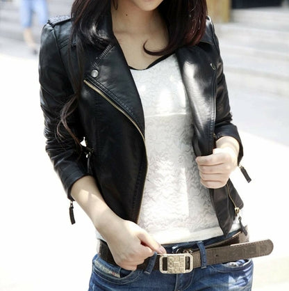 Womens Cropped Vegan Leather Jacket - Walbiz.com