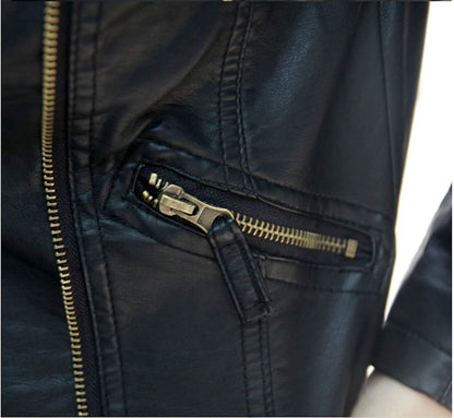 Womens Cropped Vegan Leather Jacket - Walbiz.com