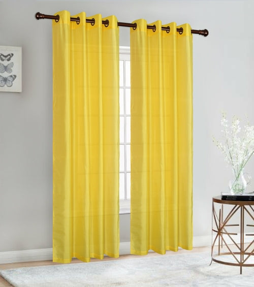 Christina - Faux Silk Semi Sheer Panel - Set of Two - Assorted Colors